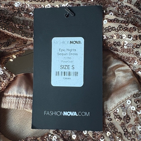 Fashion, nova epic nights sequin dress in rose gold size small new with tags - Picture 7 of 7